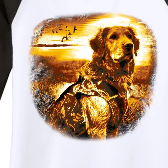 Golden Hunter Retriever Dog Women's Tri-Blend 3/4-Sleeve Raglan Shirt