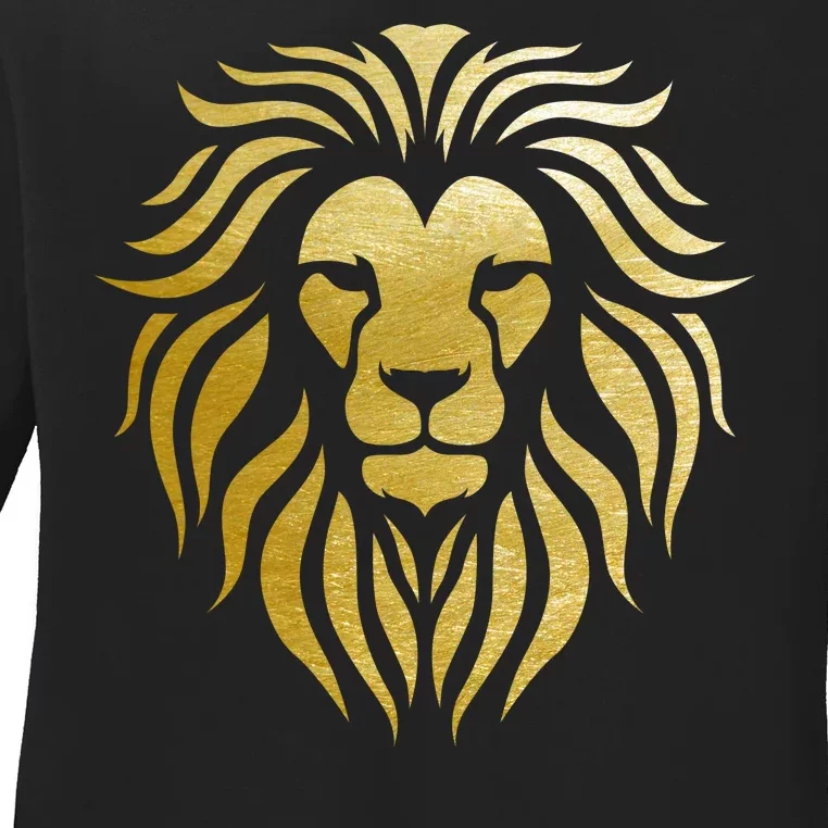 Golden King Lion Ladies Long Sleeve Shirt