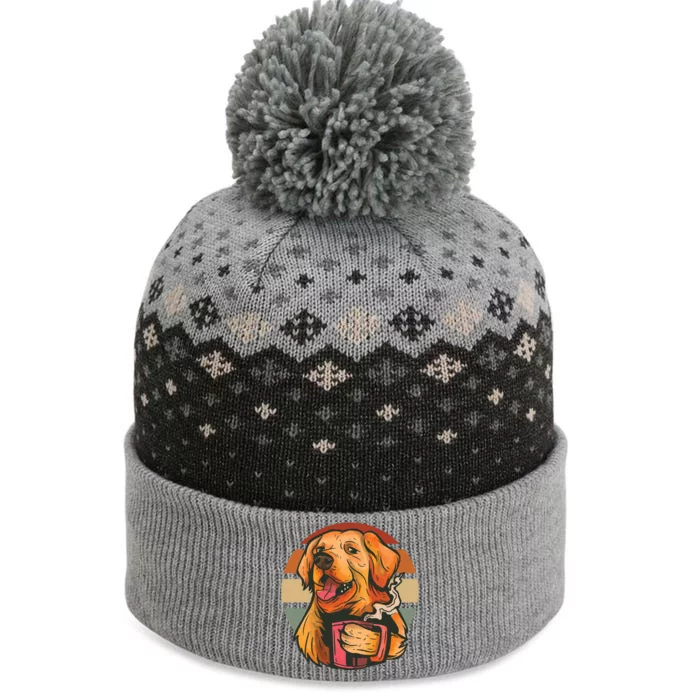 Golden Retriever Dog Coffee The Baniff Cuffed Pom Beanie