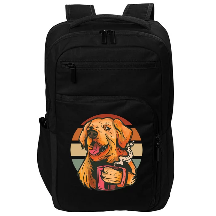 Golden Retriever Dog Coffee Impact Tech Backpack