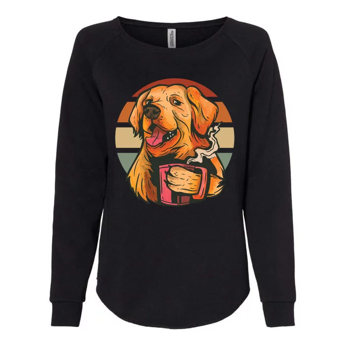 Golden Retriever Dog Coffee Womens California Wash Sweatshirt