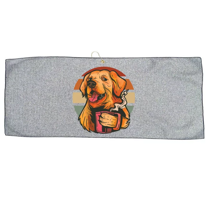 Golden Retriever Dog Coffee Large Microfiber Waffle Golf Towel