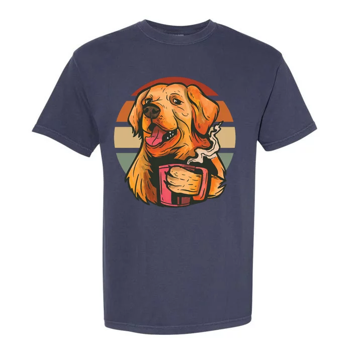 Golden Retriever Dog Coffee Garment-Dyed Heavyweight T-Shirt