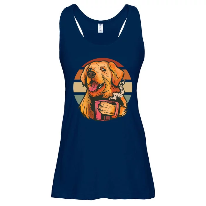 Golden Retriever Dog Coffee Ladies Essential Flowy Tank