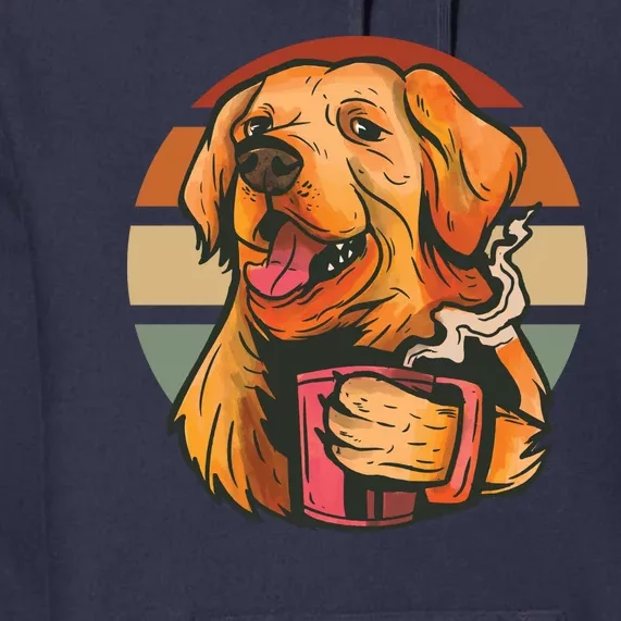 Golden Retriever Dog Coffee Premium Hoodie