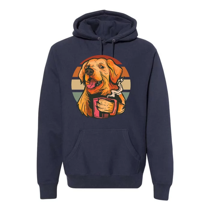 Golden Retriever Dog Coffee Premium Hoodie