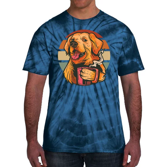 Golden Retriever Dog Coffee Tie-Dye T-Shirt