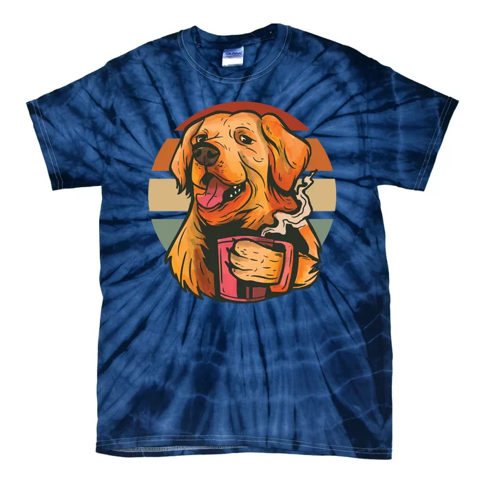 Golden Retriever Dog Coffee Tie-Dye T-Shirt