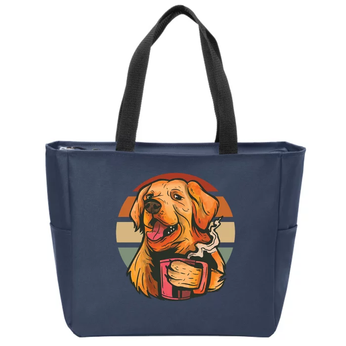 Golden Retriever Dog Coffee Zip Tote Bag