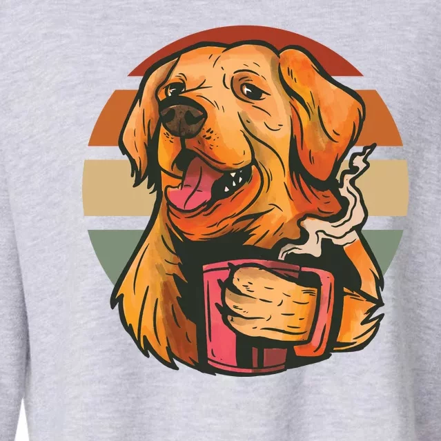 Golden Retriever Dog Coffee Cropped Pullover Crew