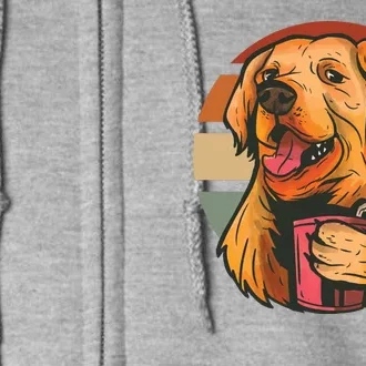 Golden Retriever Dog Coffee Full Zip Hoodie