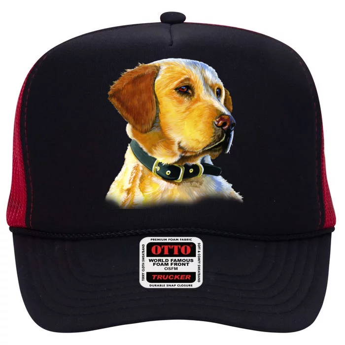 Golden Retriever Dog Portrait High Crown Mesh Trucker Hat