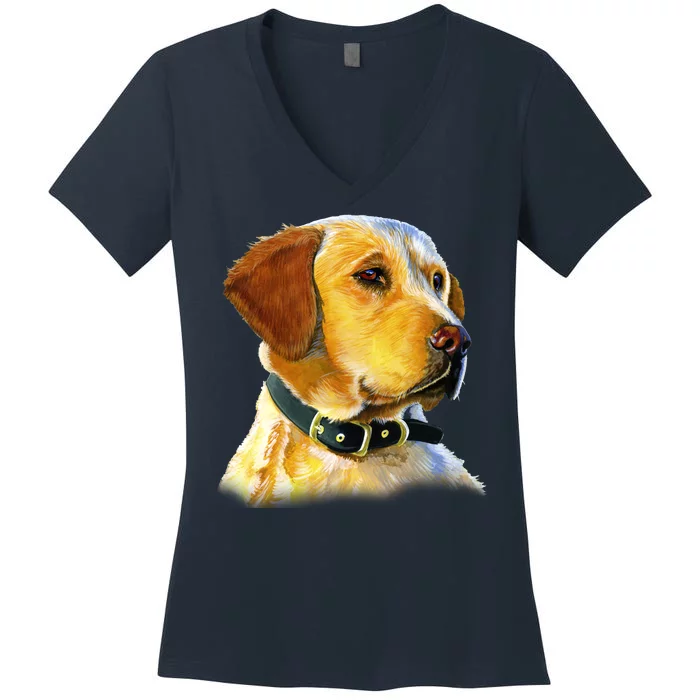 Golden Retriever Dog Portrait Women's V-Neck T-Shirt