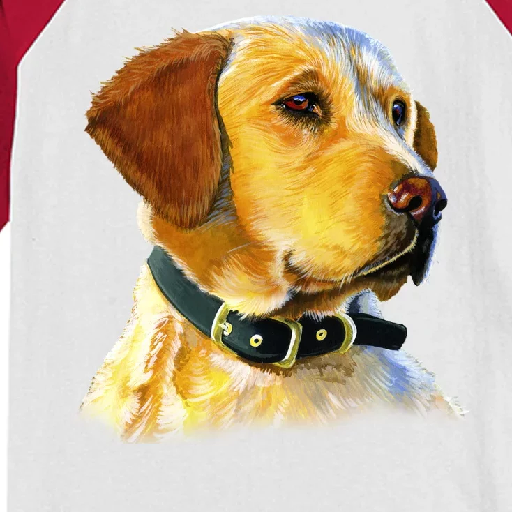 Golden Retriever Dog Portrait Kids Colorblock Raglan Jersey