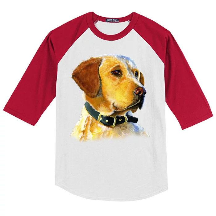 Golden Retriever Dog Portrait Kids Colorblock Raglan Jersey