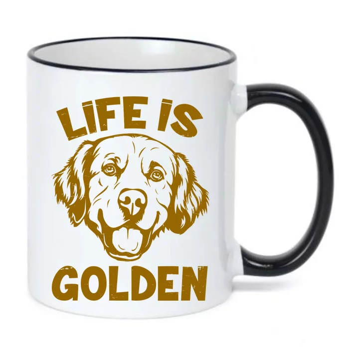 Golden Retriever Life Is Golden Black Color Changing Mug