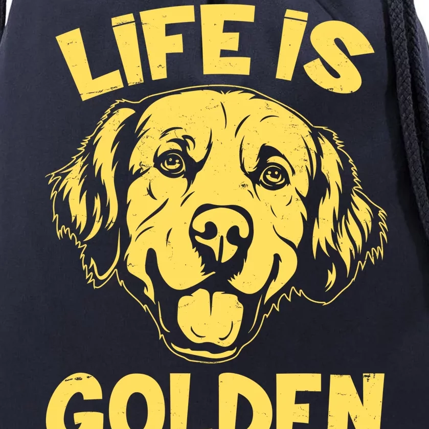 Golden Retriever Life Is Golden Drawstring Bag