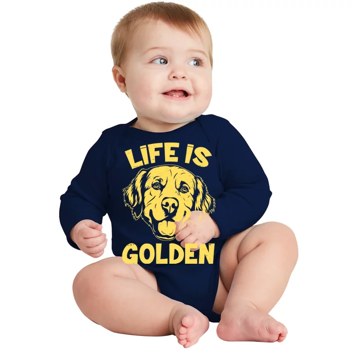 Golden Retriever Life Is Golden Baby Long Sleeve Bodysuit