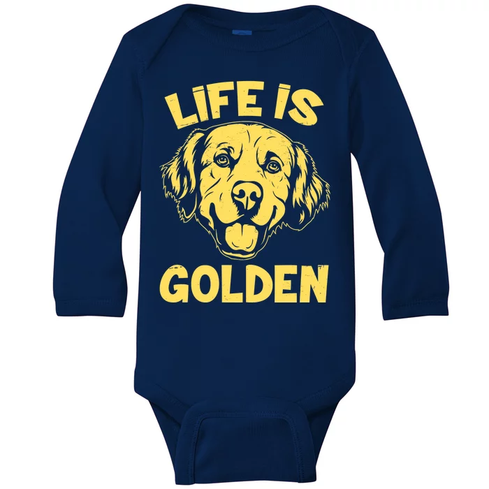 Golden Retriever Life Is Golden Baby Long Sleeve Bodysuit