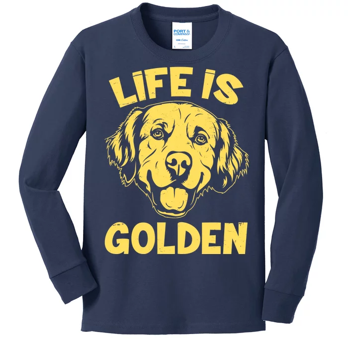 Golden Retriever Life Is Golden Kids Long Sleeve Shirt