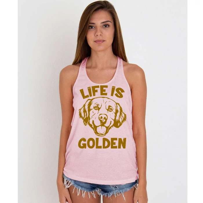 Golden Retriever Life Is Golden Women's Knotted Racerback Tank