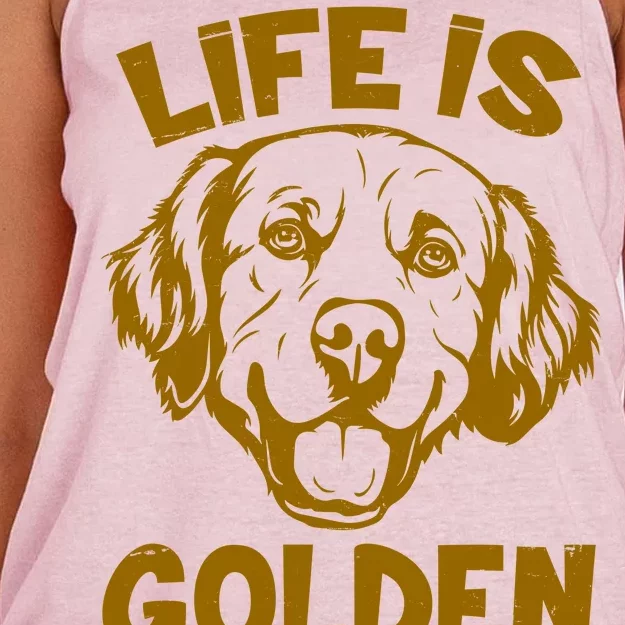 Golden Retriever Life Is Golden Women's Knotted Racerback Tank