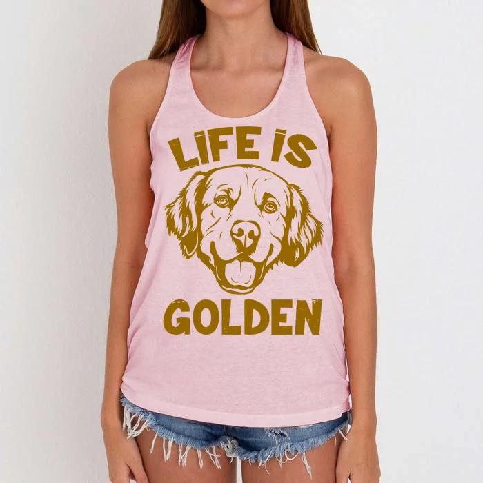 Golden Retriever Life Is Golden Women's Knotted Racerback Tank