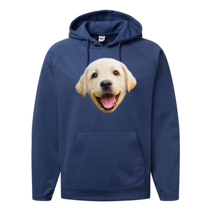 Golden Retriever Pup Face Performance Fleece Hoodie