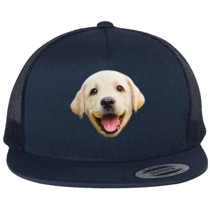 Golden Retriever Pup Face Flat Bill Trucker Hat