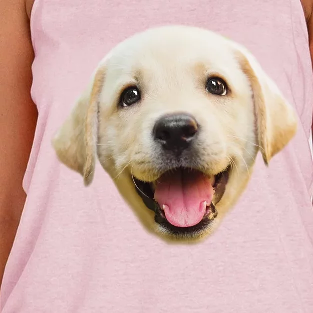 Golden Retriever Pup Face Women's Knotted Racerback Tank