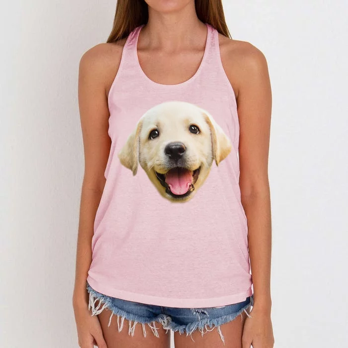 Golden Retriever Pup Face Women's Knotted Racerback Tank