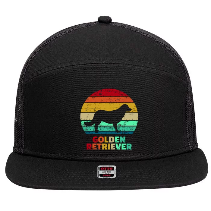 Golden Retriever Retro Silhouette 7 Panel Mesh Trucker Snapback Hat