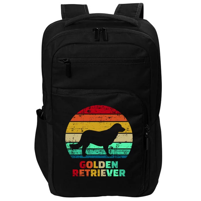 Golden Retriever Retro Silhouette Impact Tech Backpack