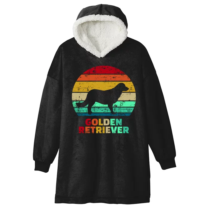 Golden Retriever Retro Silhouette Hooded Wearable Blanket