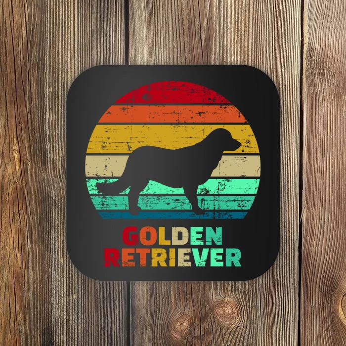 Golden Retriever Retro Silhouette Coaster