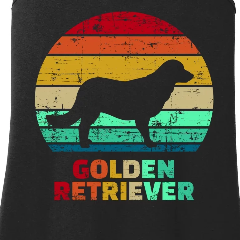 Golden Retriever Retro Silhouette Ladies Essential Tank