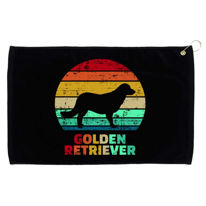 Golden Retriever Retro Silhouette Grommeted Golf Towel