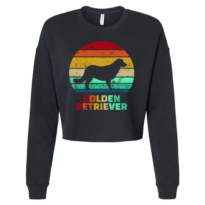 Golden Retriever Retro Silhouette Cropped Pullover Crew