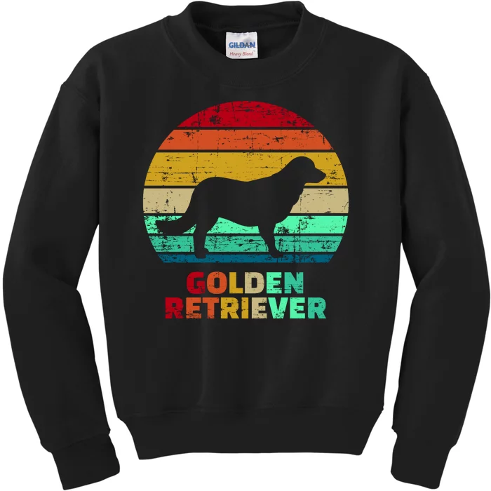 Golden Retriever Retro Silhouette Kids Sweatshirt