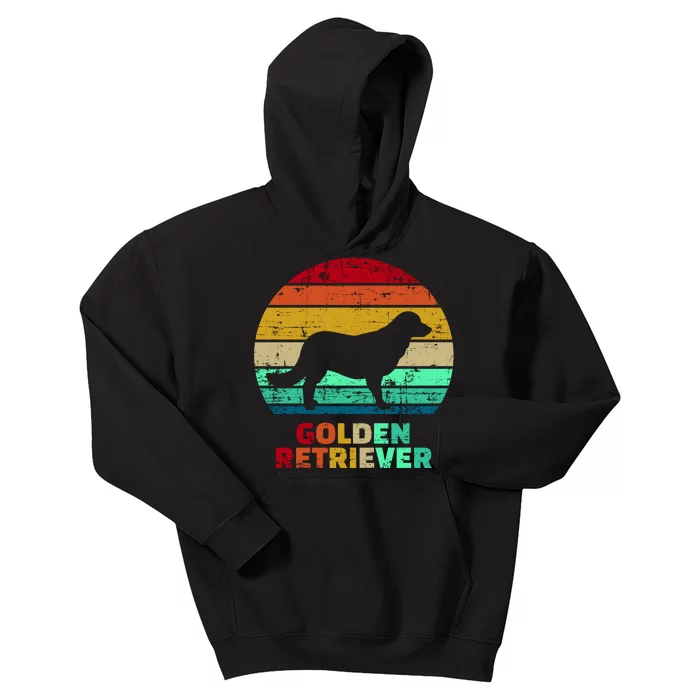 Golden Retriever Retro Silhouette Kids Hoodie