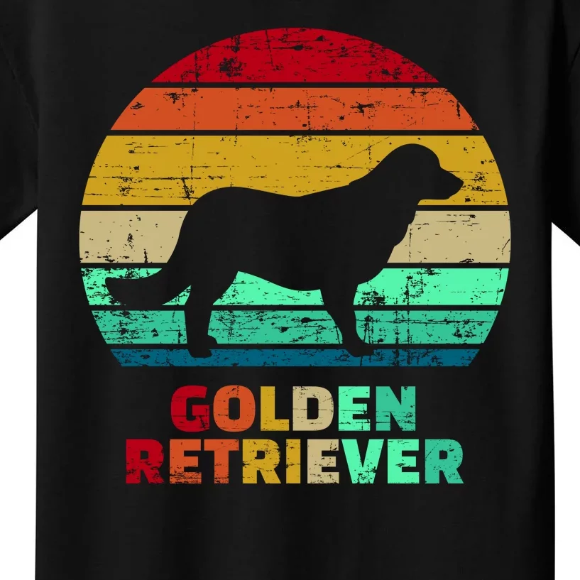 Golden Retriever Retro Silhouette Kids T-Shirt