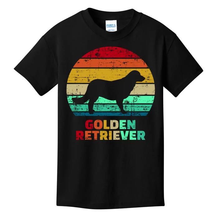 Golden Retriever Retro Silhouette Kids T-Shirt