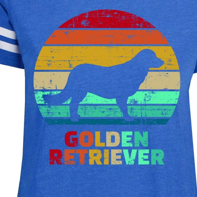 Golden Retriever Retro Silhouette Enza Ladies Jersey Football T-Shirt