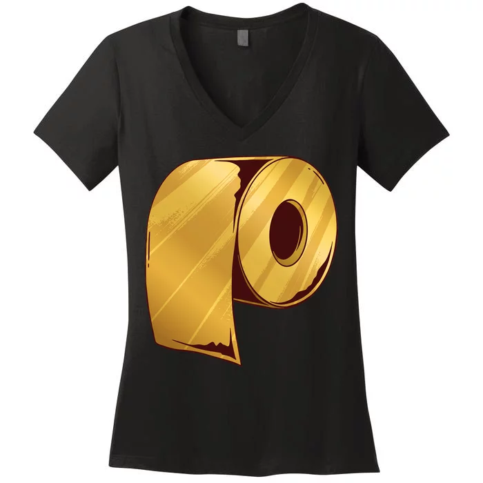 Golden Toilet Paper Crisis Women's V-Neck T-Shirt