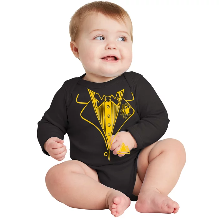 Golden Tuxedo Baby Long Sleeve Bodysuit