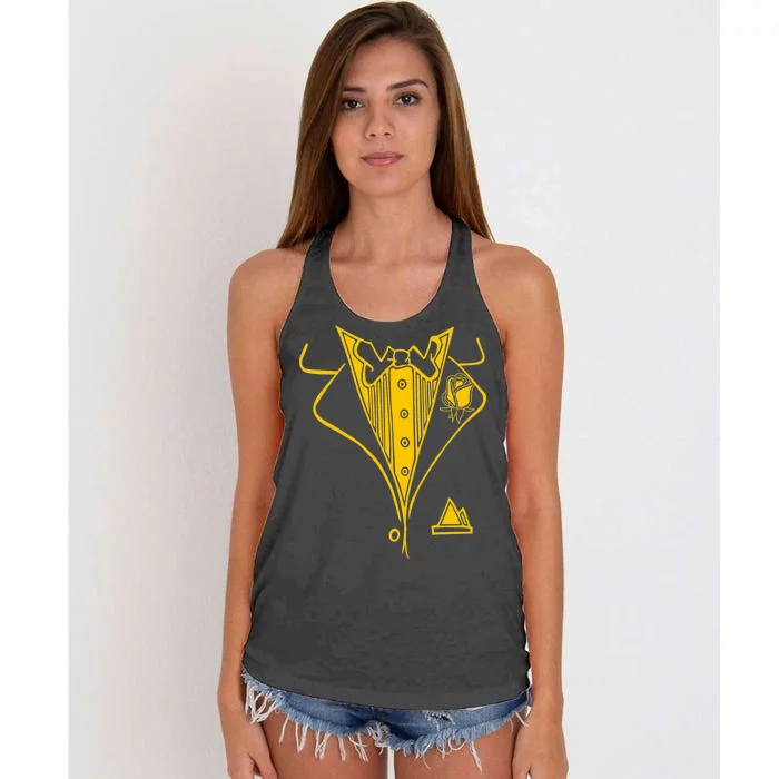 Golden Tuxedo Women's Knotted Racerback Tank