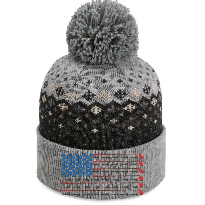 Golf Balls Tees Clubs USA American Flag The Baniff Cuffed Pom Beanie