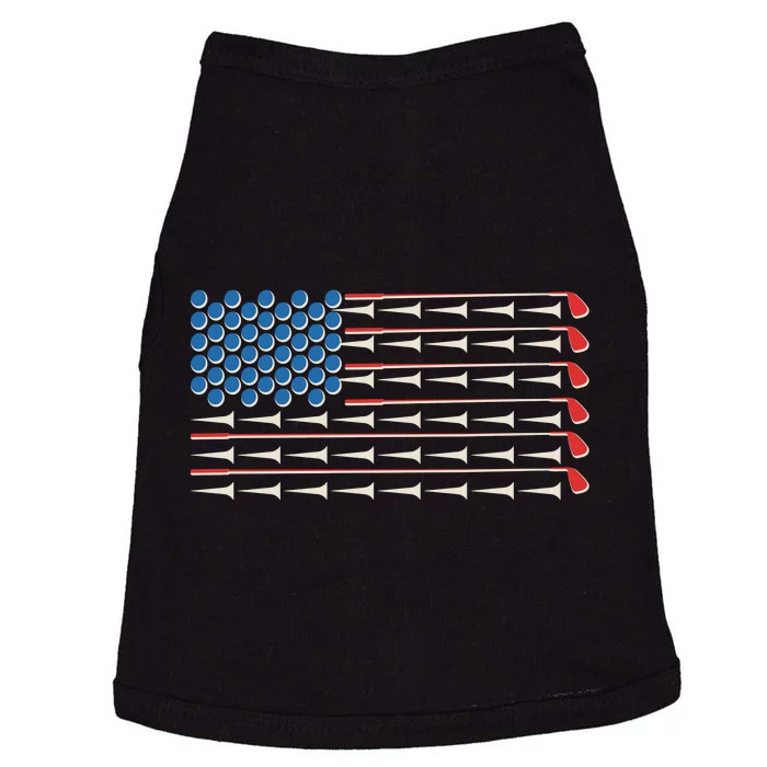 Golf Balls Tees Clubs USA American Flag Doggie Tank