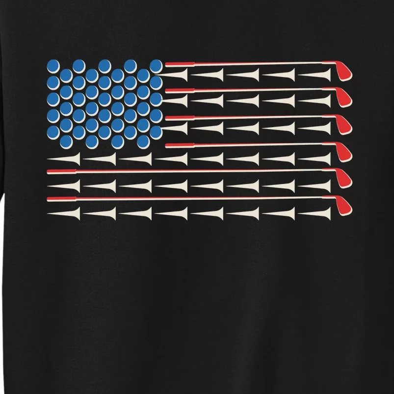 Golf Balls Tees Clubs USA American Flag Sweatshirt