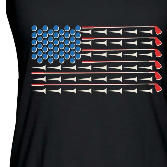 Golf Balls Tees Clubs USA American Flag Ladies Essential Flowy Tank